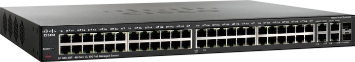Cisco SF300 Rackmount Managed Switch, 48x RJ-45, 2x RJ-45/SFP, 375W PoE
