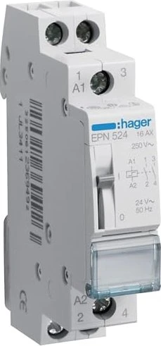 Hager Fernschalter 2 Schließer 24V AC 12V DC 16A 1PLE