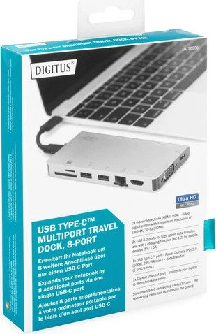 Digitus Multiport Travel Dock silber, USB-C 3.0 [Buchse]