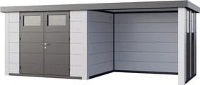 Telluria Classico 3024 Gerätehaus inkl. Anbau 2.84m rechts weiß/grau
