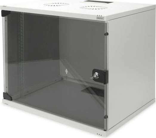 Digitus Professional SoHo-Line Wandschrank 9HE, unmontiert, Sicherheitsglastür, IP2X, grau, 400mm tief