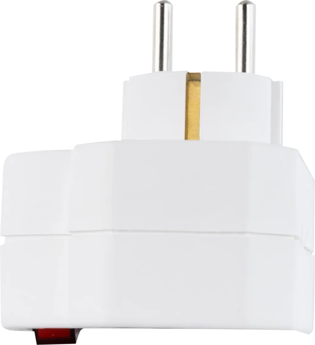 REV Ritter Adapterstecker mit Schalter, 3-fach, 2x Euro, 1x Schuko, weiß