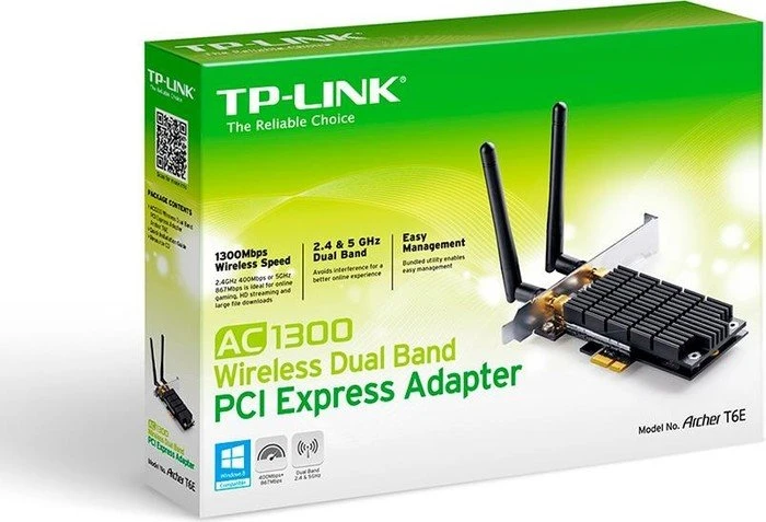 TP-Link AC1300 DualBand Desktop, 2.4GHz/5GHz WLAN, PCIe x1