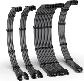 EZDIY-FAB 12VHPWR Cable Kit, 1x 24-Pin, 2x 4/8-Pin ATX, 1x 12VHPWR PCIe, 16AWG, grau (DE2-16AWG PET-12+4 KIT F to M-Gray)