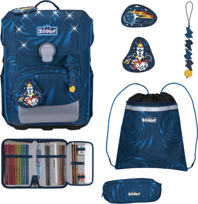 Scout Neo Exklusiv LED Rocket Rider Schultaschen-Set, 4-tlg.