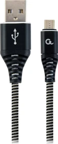 Gembird Premium Cotton Braided Micro-USB Charging And Data Cable 1.0m schwarz/weiß