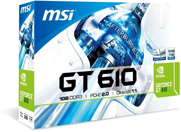 MSI GeForce GT 610 (500MHz), N610-1GD3H/LPV1, 1GB DDR3, VGA, DVI, HDMI