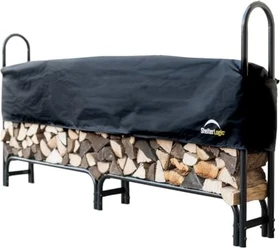 ShelterLogic Kaminholzregal inkl. Abdeckung 244x25x118cm schwarz