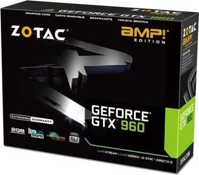 Zotac GeForce GTX 960 AMP!, 2GB GDDR5, DVI, HDMI, 3x DP
