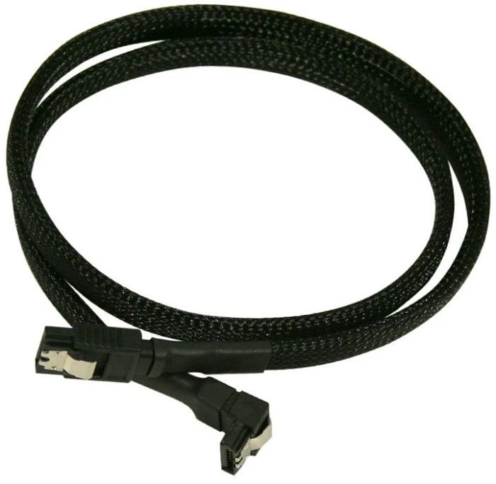 Nanoxia SATA 6Gb/s Kabel schwarz 0.60m gewinkelt mit Arretierung