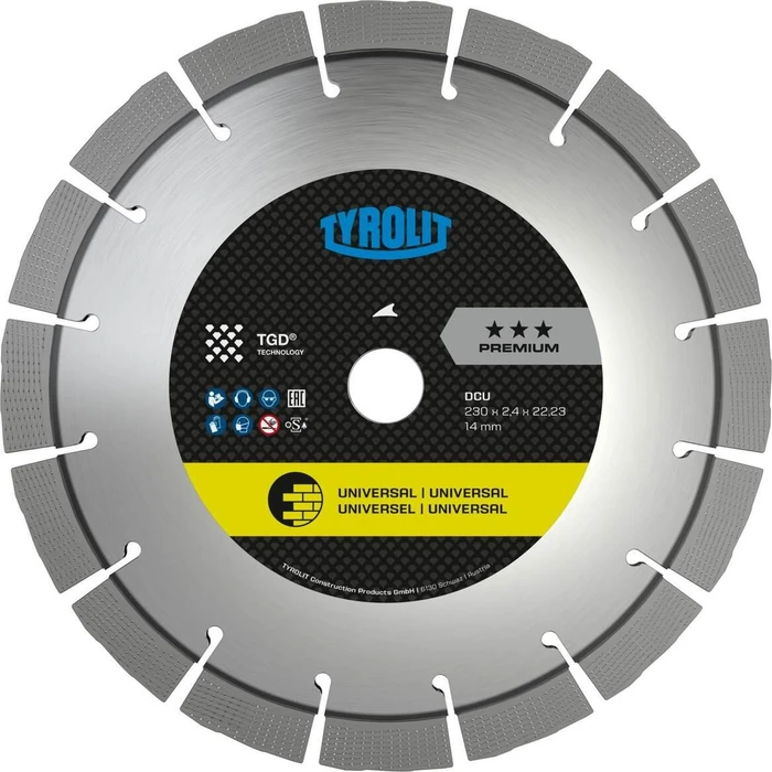 Tyrolit Premium DCU TGD Trockenschnitt Trennscheibe, 230x2.4x22.23mm, 1 Stück