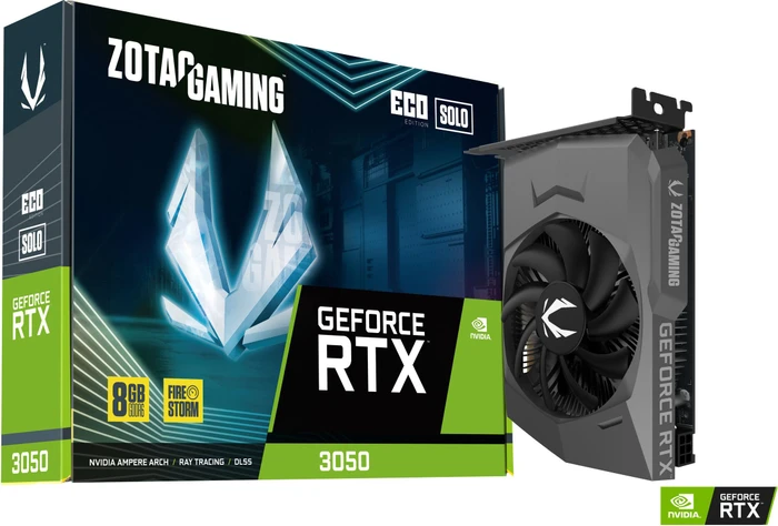 Zotac Gaming GeForce RTX 3050 Eco Solo, 8GB GDDR6, HDMI, 3x DP