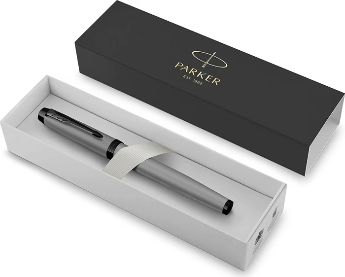 Parker IM Monochrome Tintenroller (Mine) matte grey/schwarz, Geschenkbox