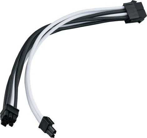 SilverStone PP07E Serie P07E-PCIBW, 6/8-Pin PCIe Verlängerungskabel, 300mm, sleeved schwarz/weiß