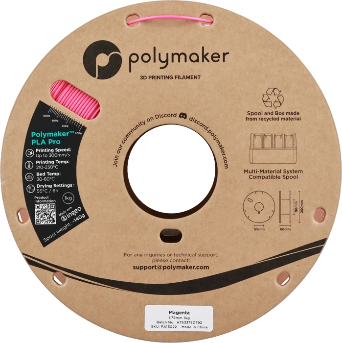 Polymaker PLA, Magenta, Spule, 1.75mm, 1.00kg