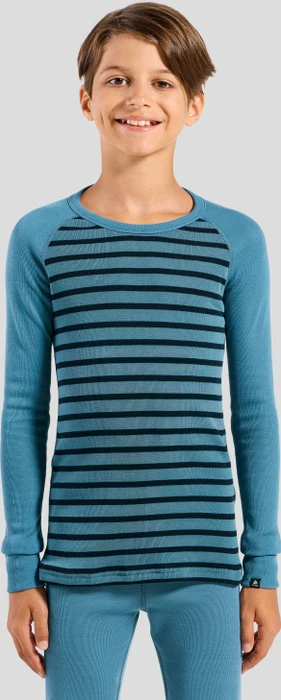 Odlo Active Warm Eco Stripes Funktionsshirt langarm provincial blue/dark sapphire (Junior)