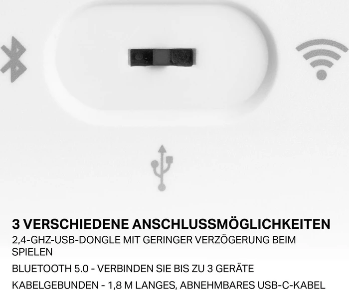 Deltaco Gaming WK95R Wireless 65% Layout, LEDs RGB, weiß, Kailh Box RED, USB/Bluetooth, DE