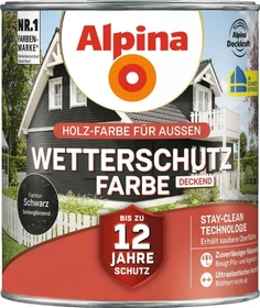 Alpina Farben Wetterschutzfarbe deckend außen schwarz, 2.5l