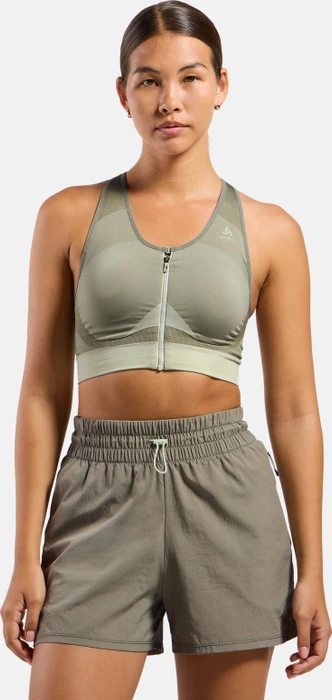 Odlo Seamless High mit Reißverschluss Sport-BH agate gray/vetiver (Damen)