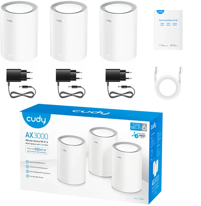 Cudy M3000 2.0, AX3000, weiß, 3er-Pack