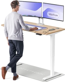 Desktronic HomePro Sitz-Steh-Schreibtisch 140x70cm Bambus/weiß