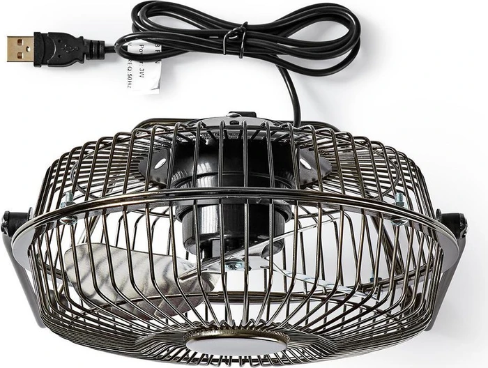 Nedis FNDK1GM15 USB Mini Tischventilator aus Metall 15cm stahlgrau