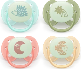 Philips Avent SCF094/11 ultra soft für die Nacht Beruhigungsschnuller, 0-6M, Silikon, 4 Stück