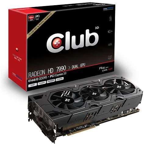 Club 3D Radeon HD 7990 [Tahiti XT], 2x 3GB GDDR5, 2x DVI, HDMI, 2x mDP