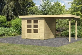 Karibu Askola 3 Gartenhaus inkl. Anbau 2.4m natur