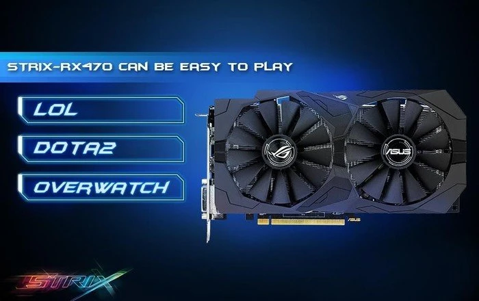 ASUS ROG Strix Radeon RX 470 OC, ROG-STRIX-RX470-O4G-GAMING, 4GB GDDR5, 2x DVI, HDMI, DP