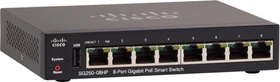 Cisco SG250 Desktop Gigabit Smart Switch, 8x RJ-45, 45W PoE+ (SG250-08HP-K9)