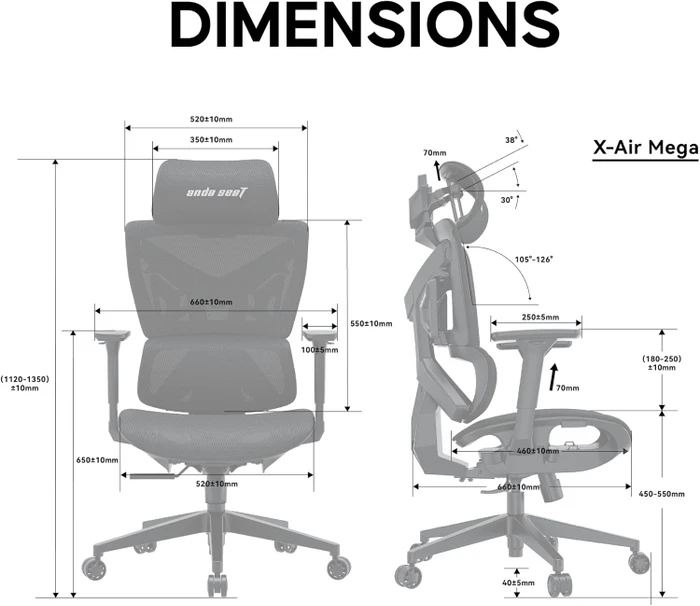 Anda Seat X-Air Mesh Office Gamingstuhl, Space Black, schwarz