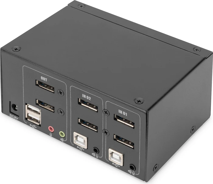 Digitus KVM-Switch, 2-Port, Dual-Display, 4K, DisplayPort, 2-fach KVM-Switch