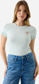 Guess Stretch Logo-Dreieck T-Shirt kurzarm grün (Damen)