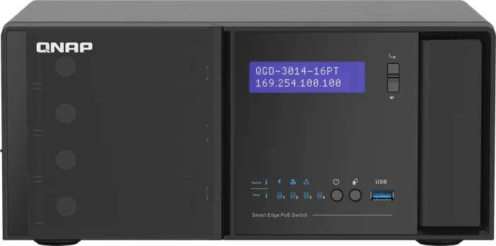 QNAP QGD-3014 Dual-System VM-Host & NAS Desktop Gigabit Smart Switch, 16x RJ-45, 2x RJ-45/SFP, 140W PoE+