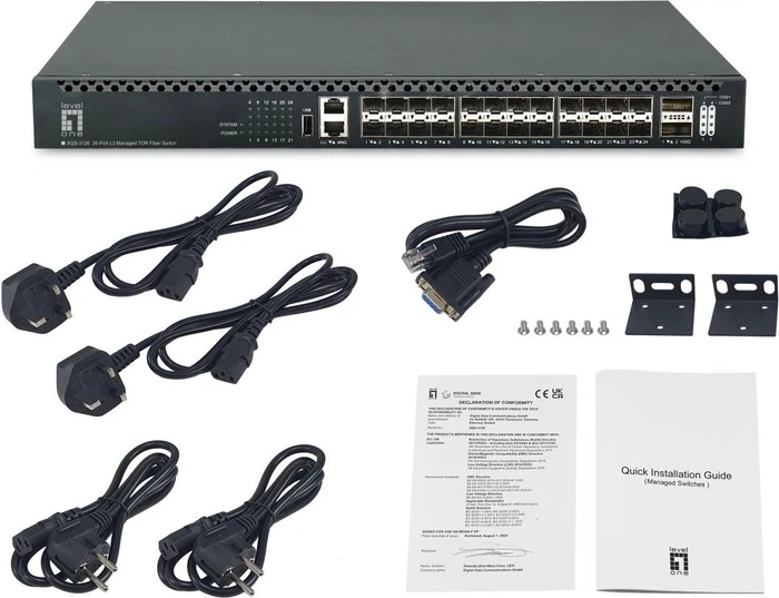 LevelOne GTL Rackmount 10G Managed Switch, 24x SFP+, 2x QSFP28