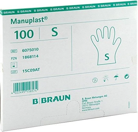B.Braun Manuplast Einweghandschuhe S weiß, 100 Stück