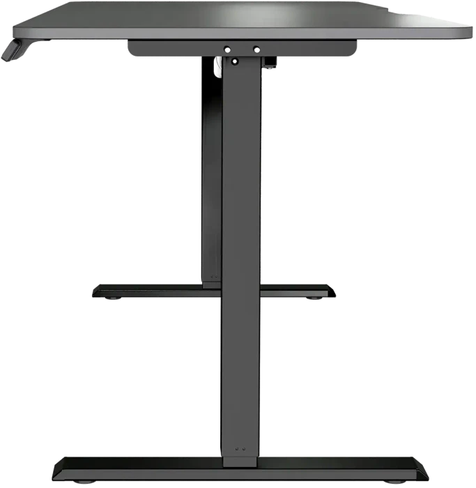 LeetDesk Entry Dark elektrisch höhenverstellbarer Sitz-Steh-Schreibtisch 140x70cm schwarz/schwarz