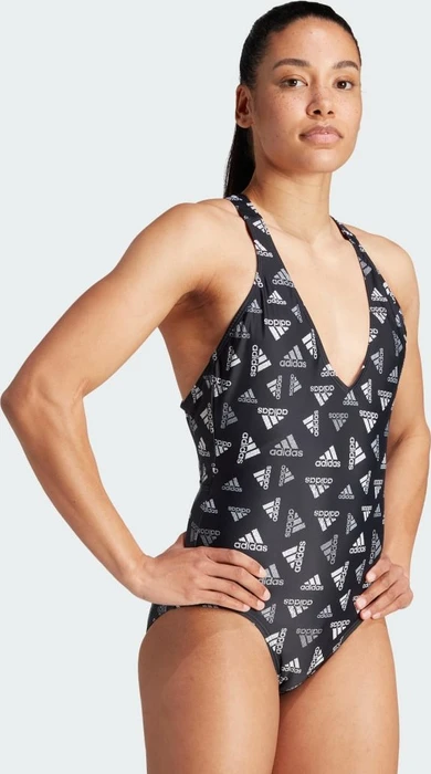 adidas Allover Print Sportswear Badeanzug schwarz/weiß (Damen)