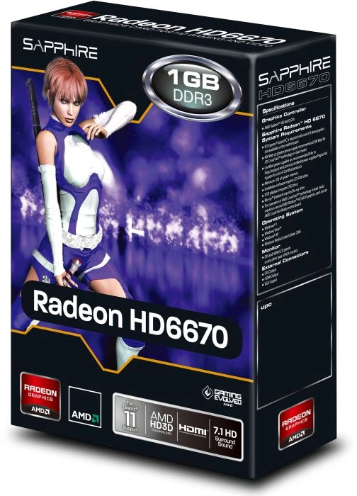Sapphire Radeon HD 6670, 1GB DDR3, VGA, DVI, HDMI, lite retail