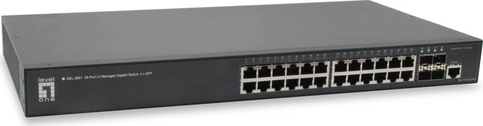 LevelOne GEL Kilby Rackmount Gigabit Managed Switch, 24x RJ-45, 4x SFP