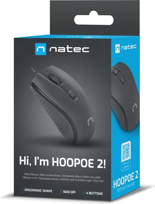 Natec Hoopoe 2 Wired Mouse schwarz, USB