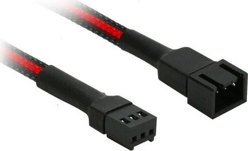 Nanoxia 3-Pin Verlängerung, sleeved, 30cm, schwarz