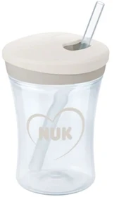 NUK Action Cup Trinklerntasse mit Trinkhalm, 12+M, 230ml, neutral