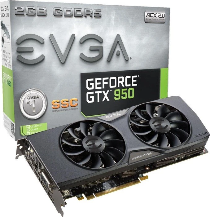 EVGA GeForce GTX 950 SSC, 2GB GDDR5, DVI, HDMI, 3x DP