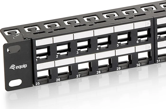 Equip Patchpanel für Keystone Module 19" , 48-Port, 1HE, 19", 1HE, schwarz