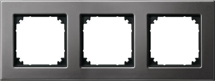 Merten System M M-Plan-Metallrahmen 3fach, rhodiumgrau