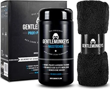 GentleMonkeys Fahrzeugreiniger-Set - 20x Nasstüchern, 1x Mikrofasertuch