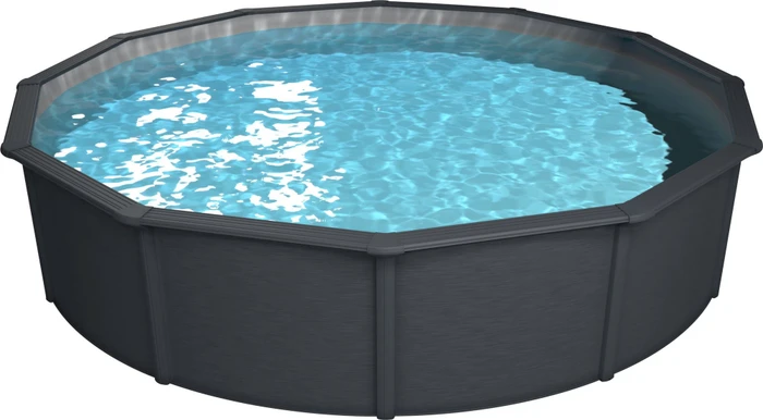 Steinbach Nuovo de Luxe II Stahlwandpool Set rund 360x120cm grau