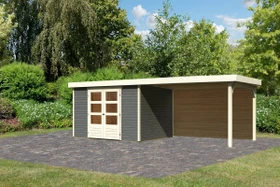 Karibu Askola 5 Gartenhaus inkl. Anbau 2.8m + Rückwand terragrau